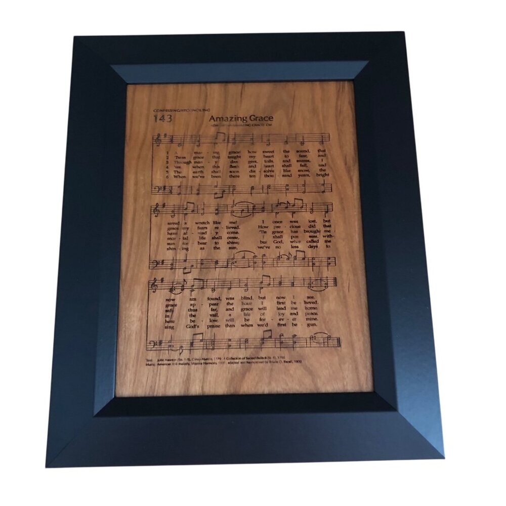 Amazing Grace Sheet Music Carved Cherry Wood Plaque P. Graham Dunn Framed $250